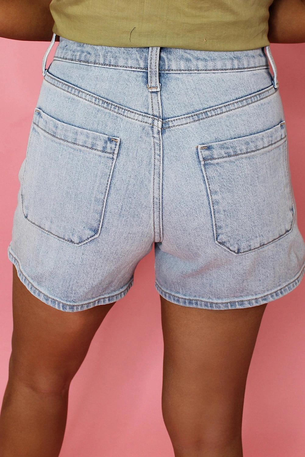 Light Wash High Rise Denim Shorts